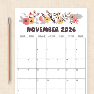 Kalender 2026 printen