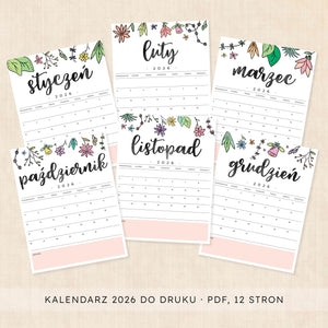 Kalendarz 2026 do druku