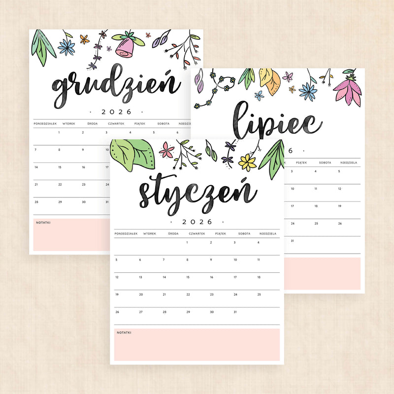 Kalendarz 2026 do druku