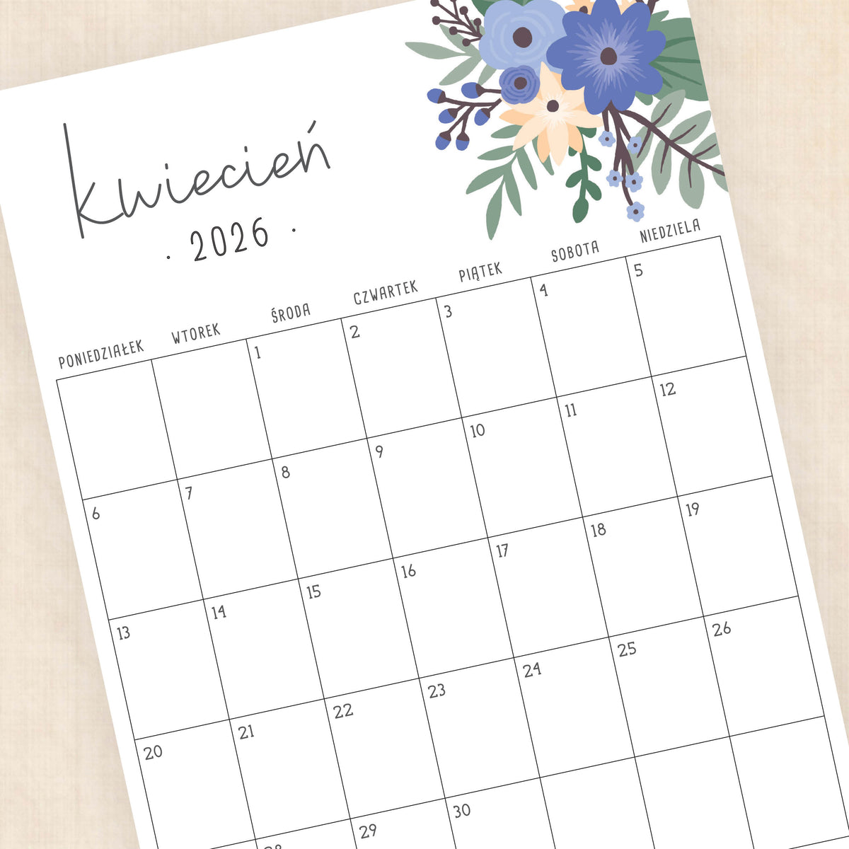 Kalendarz 2026 do druku
