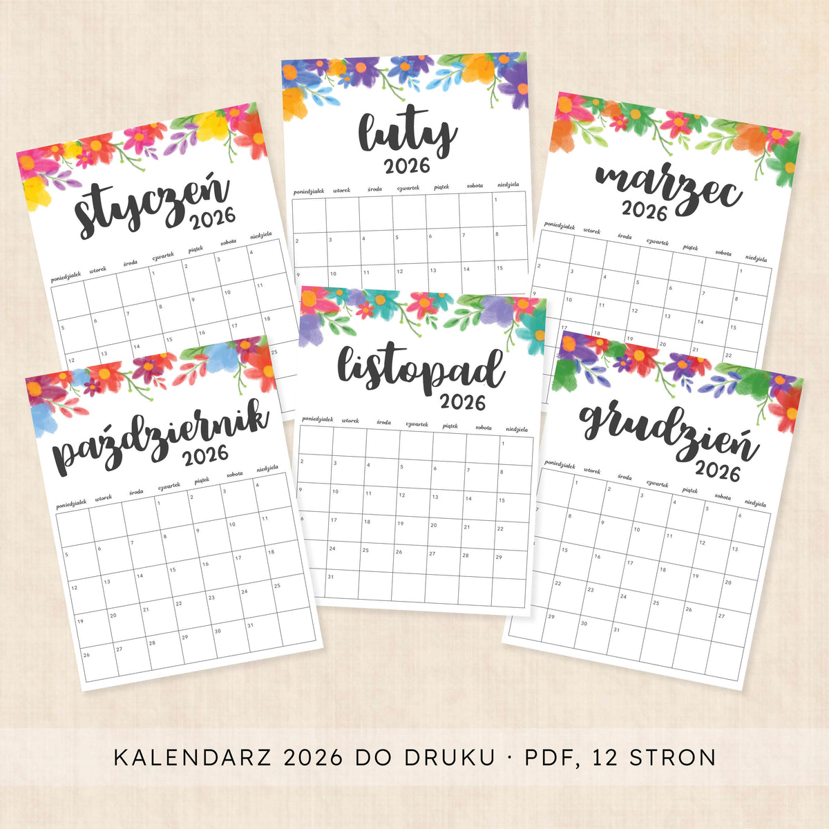 Kalendarz 2026 do druku