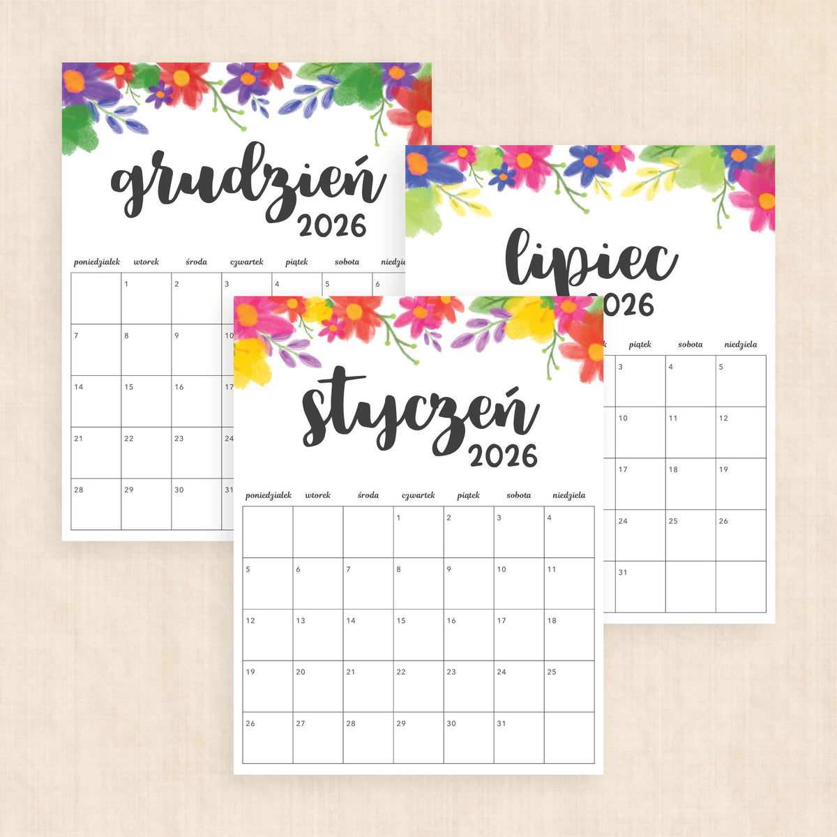 Kalendarz 2026 do druku