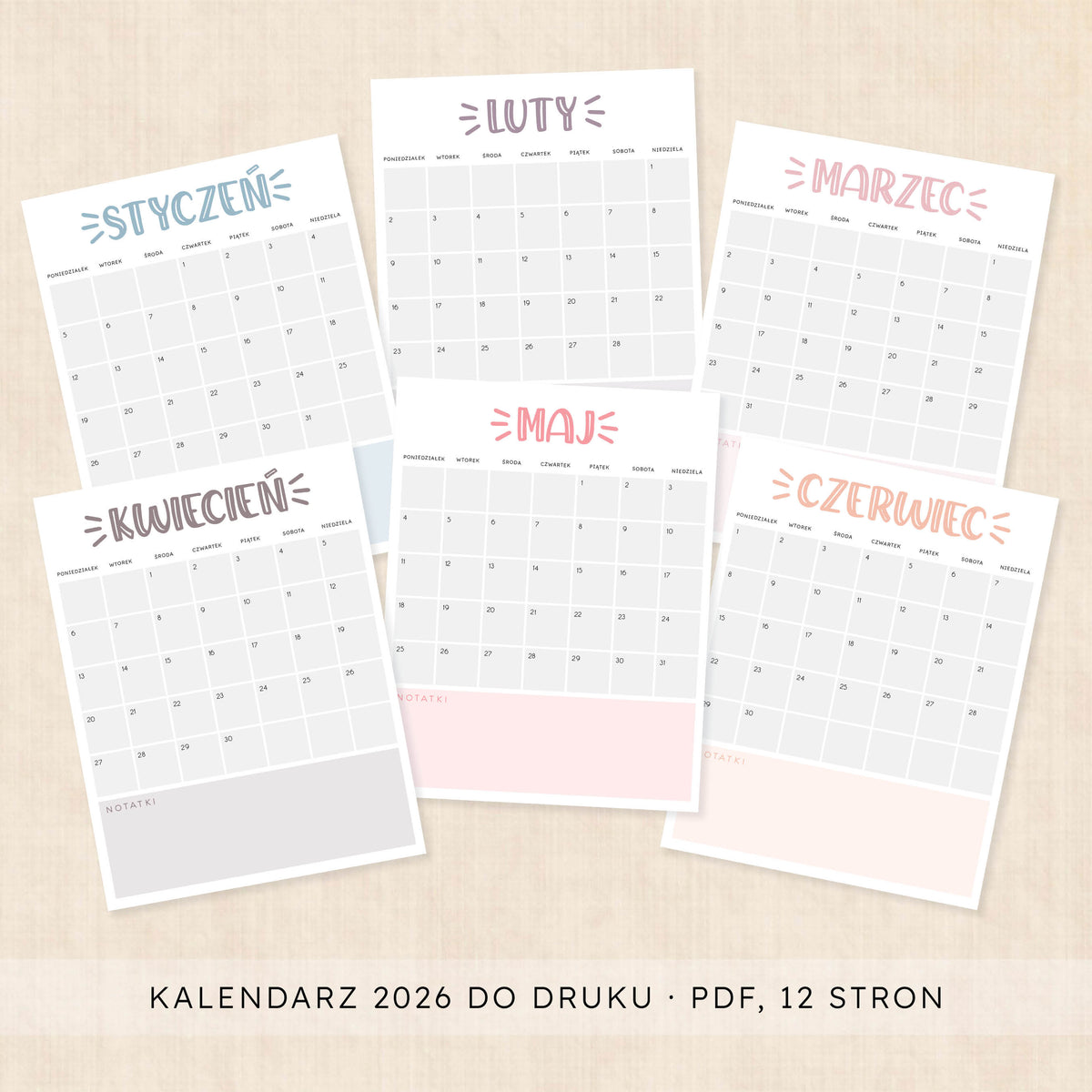 Kalendarz 2026 do druku
