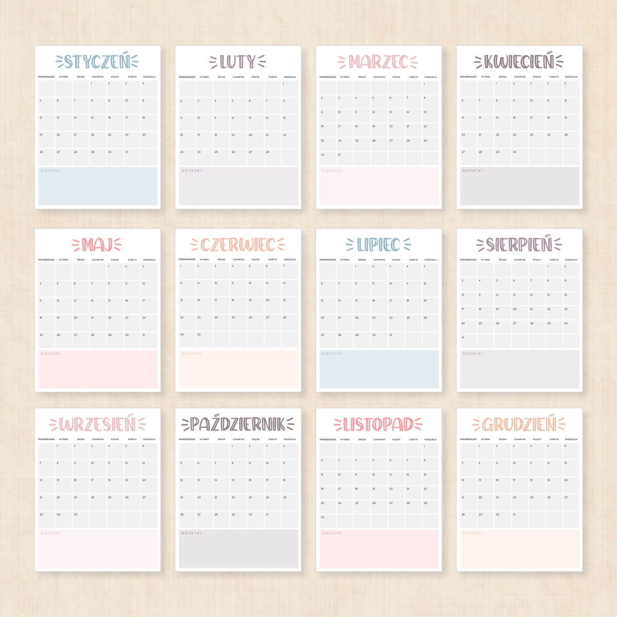 Kalendarz 2026 do druku