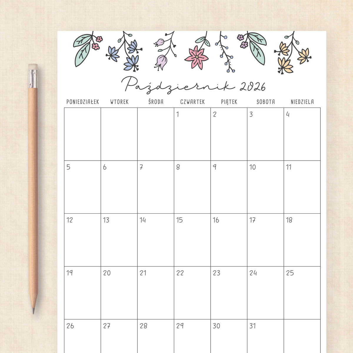 Kalendarz 2026 do druku