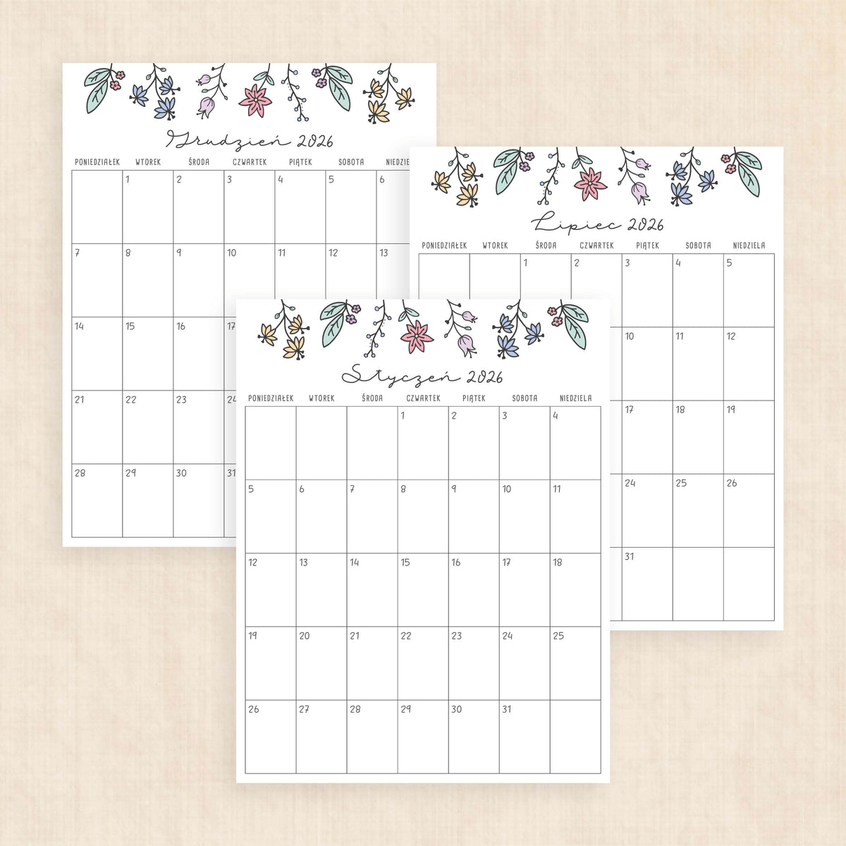 Kalendarz 2026 do druku