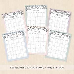 Kalendarz 2026 do druku