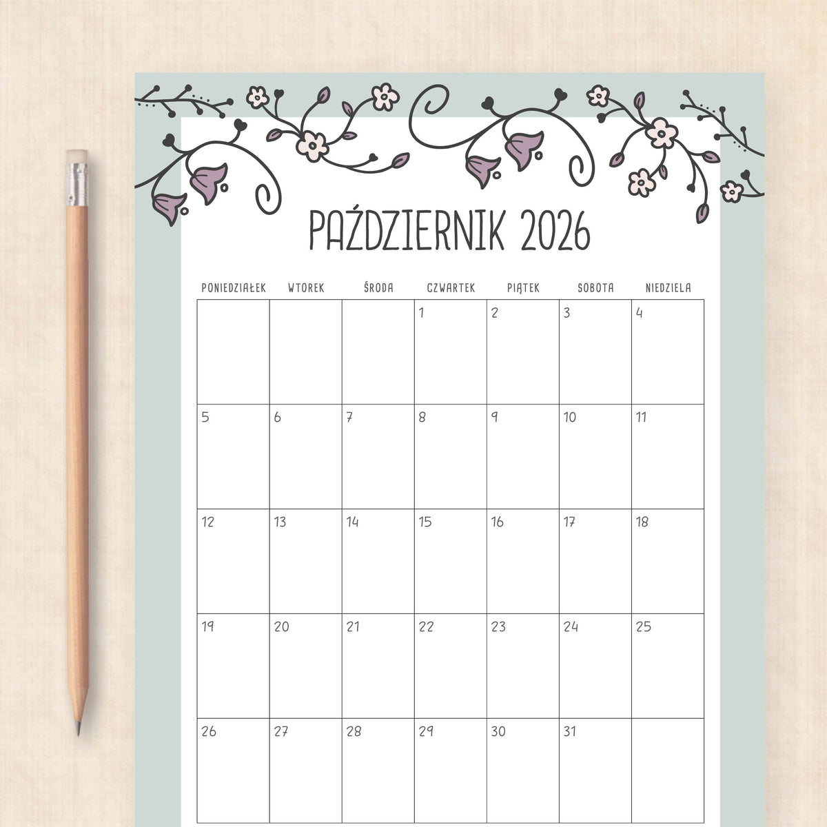 Kalendarz 2026 do druku