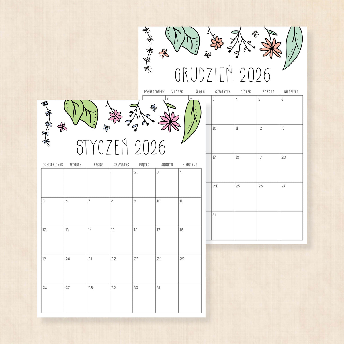 Kalendarz 2026 do druku