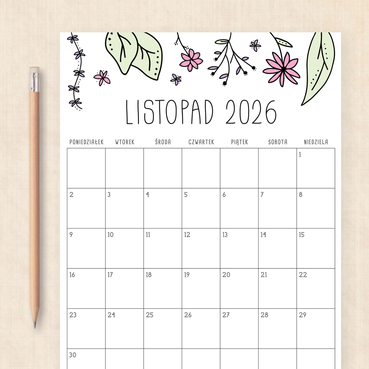 Kalendarz 2026 do druku
