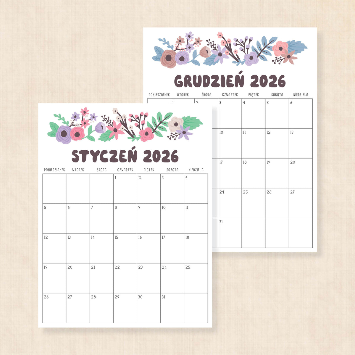 Kalendarz 2026 do druku