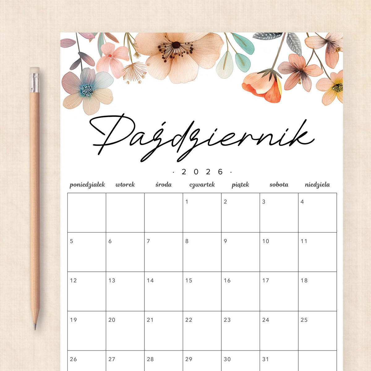 Kalendarz 2026 do druku