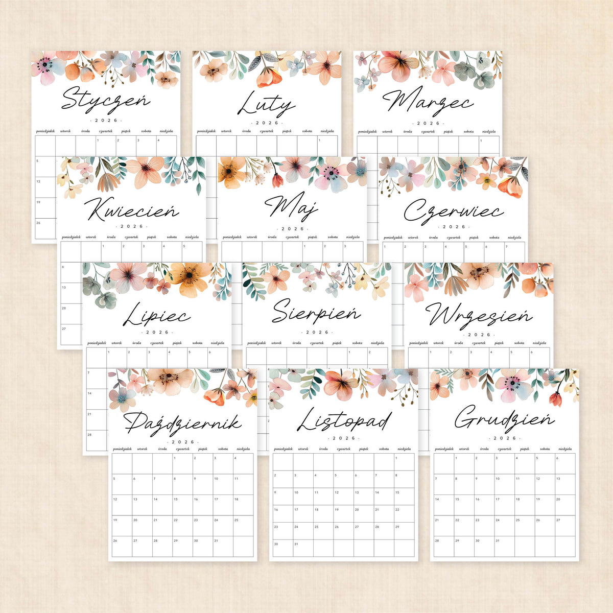 Kalendarz 2026 do druku