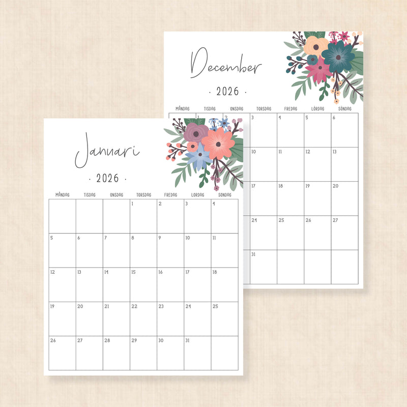 Kalender 2026 att skriva ut