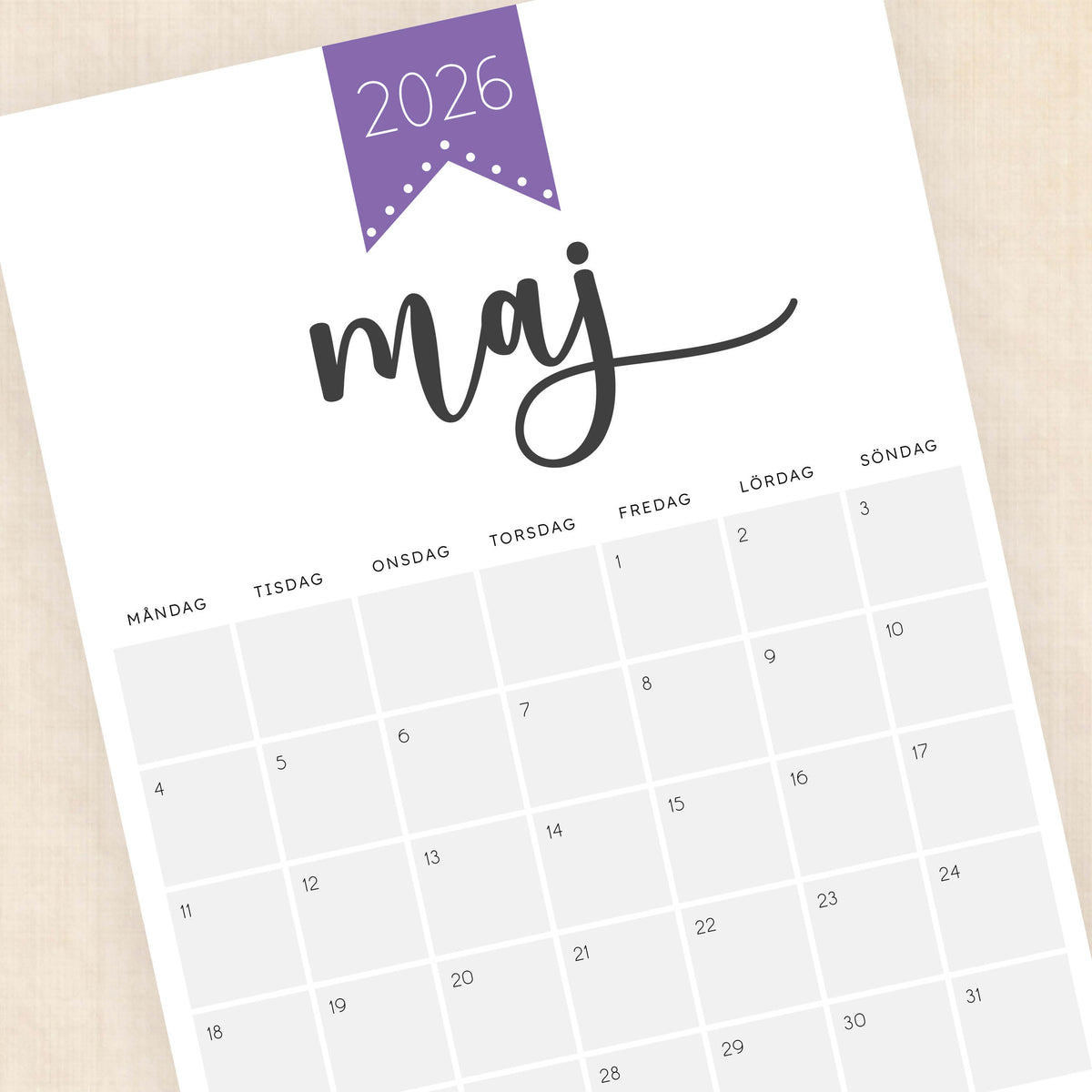 Kalender 2026 att skriva ut