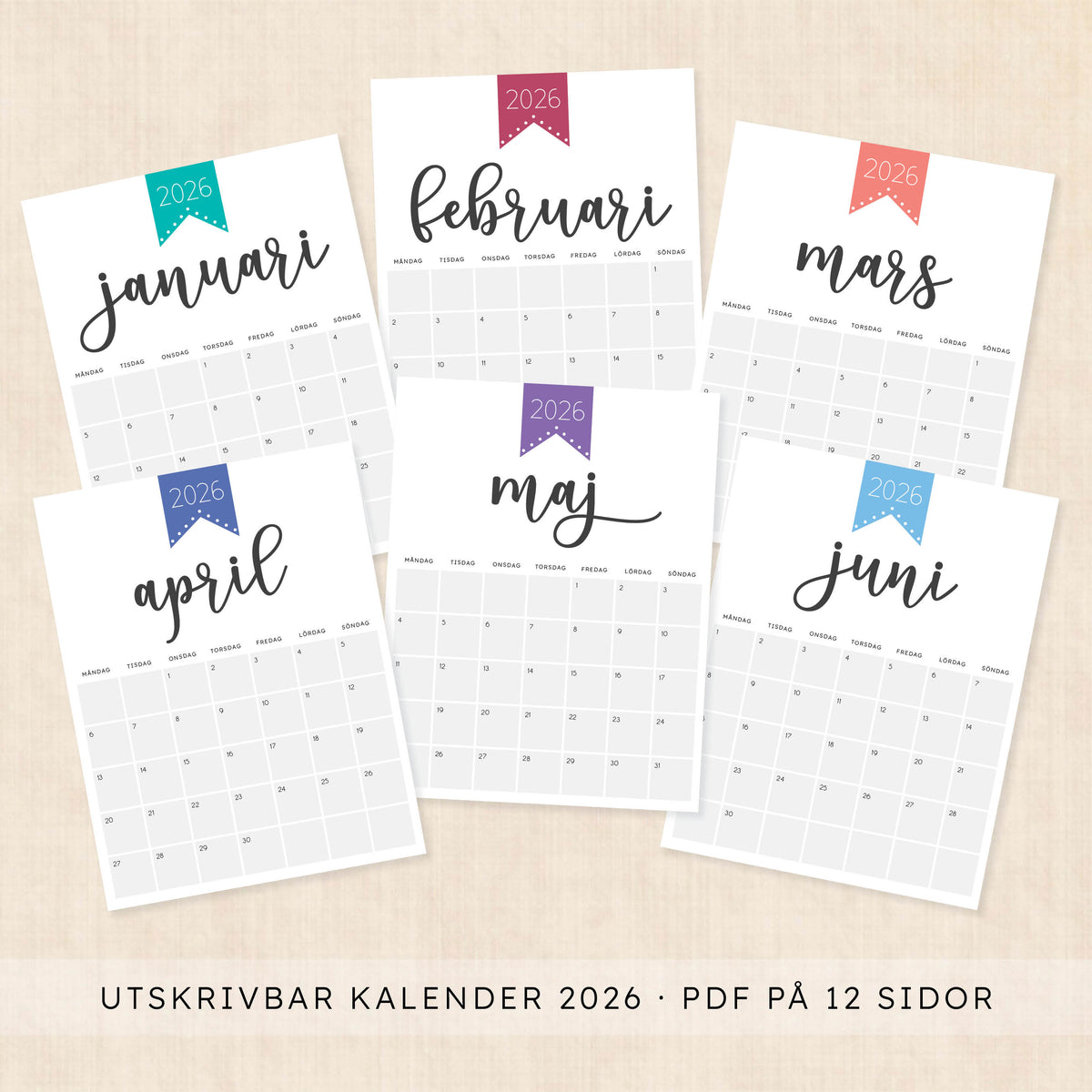 Kalender 2026 att skriva ut