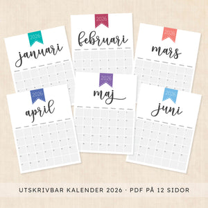 Kalender 2026 att skriva ut