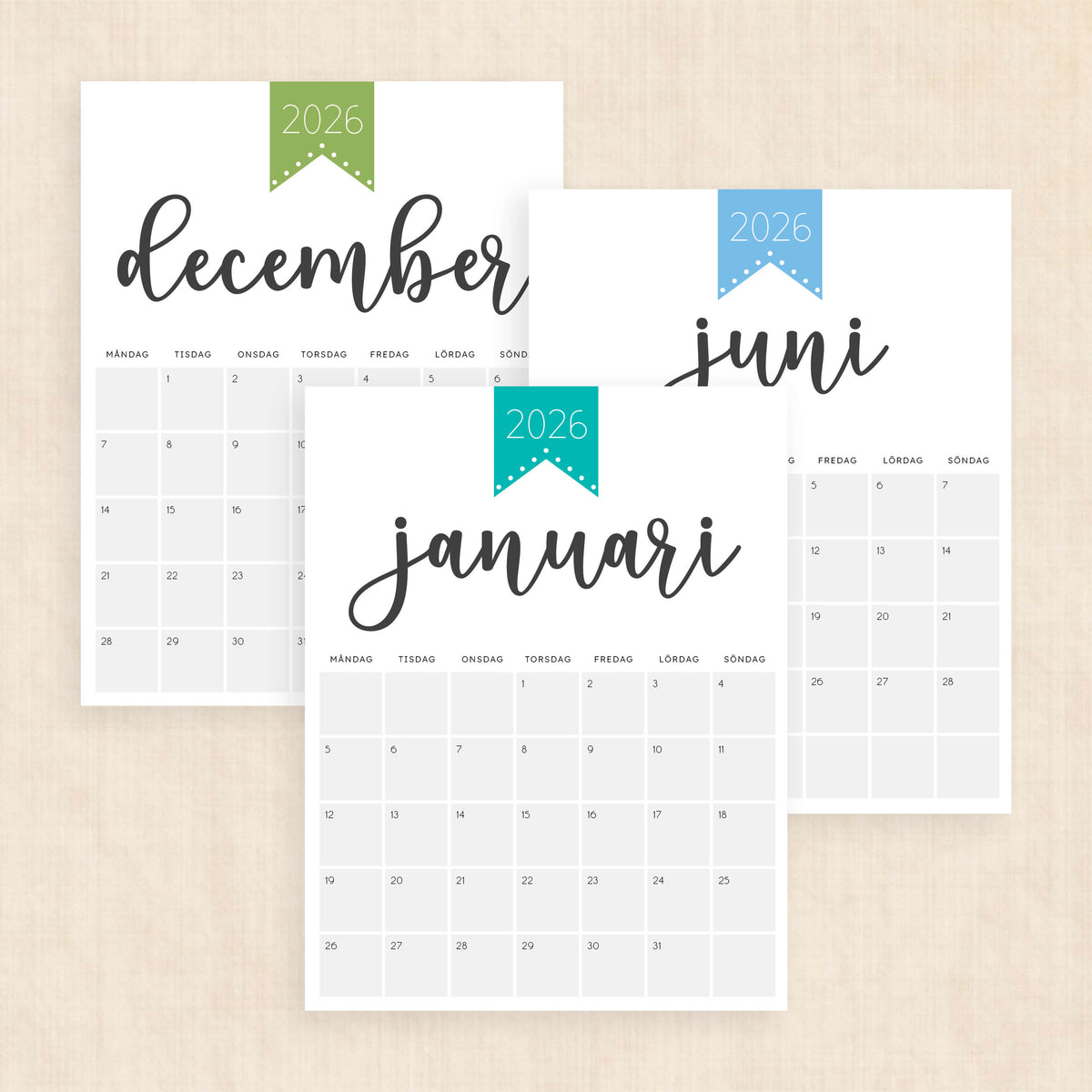 Kalender 2026 att skriva ut