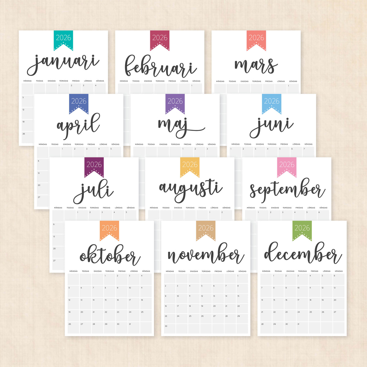 Kalender 2026 att skriva ut