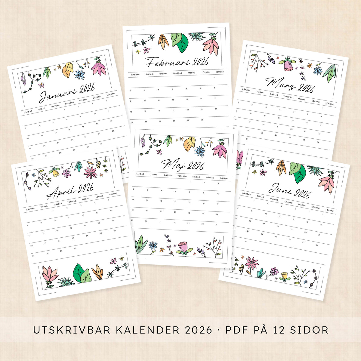 Kalender 2026 att skriva ut