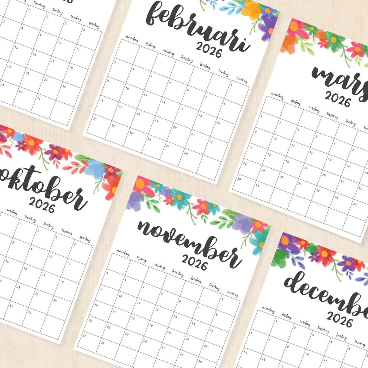 Kalender 2026 att skriva ut