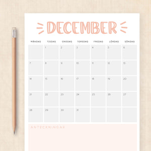 Kalender 2026 att skriva ut