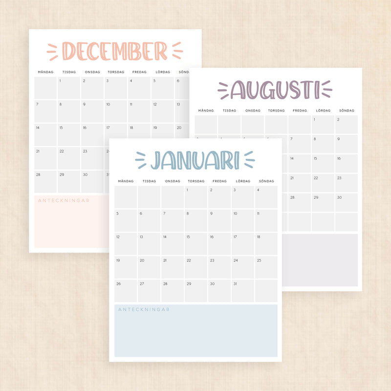 Kalender 2026 att skriva ut