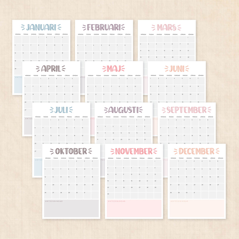 Kalender 2026 att skriva ut