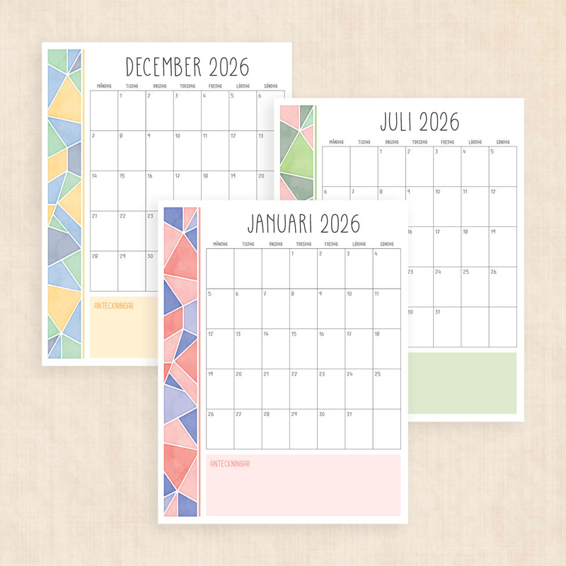 Kalender 2026 att skriva ut