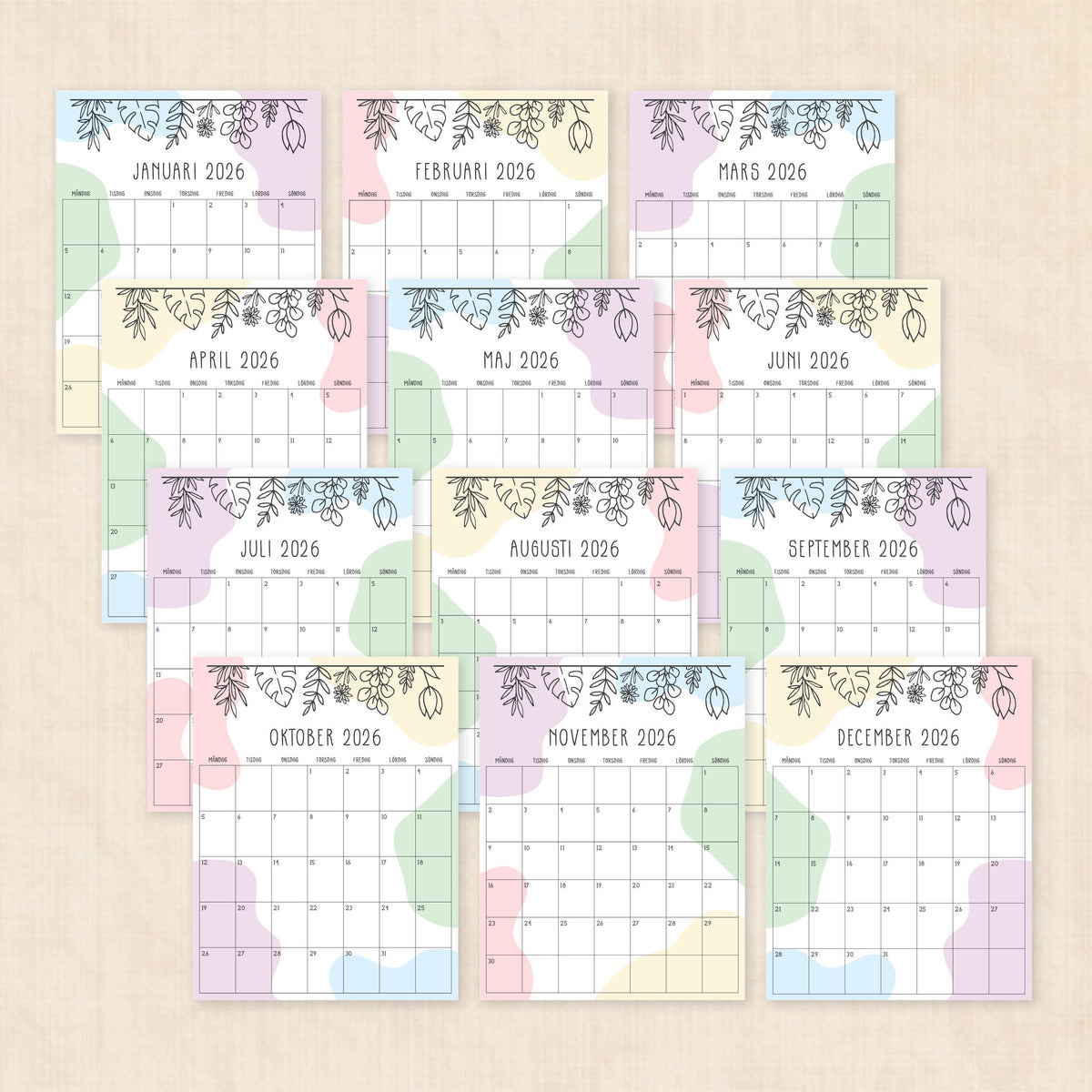 Kalender 2026 att skriva ut