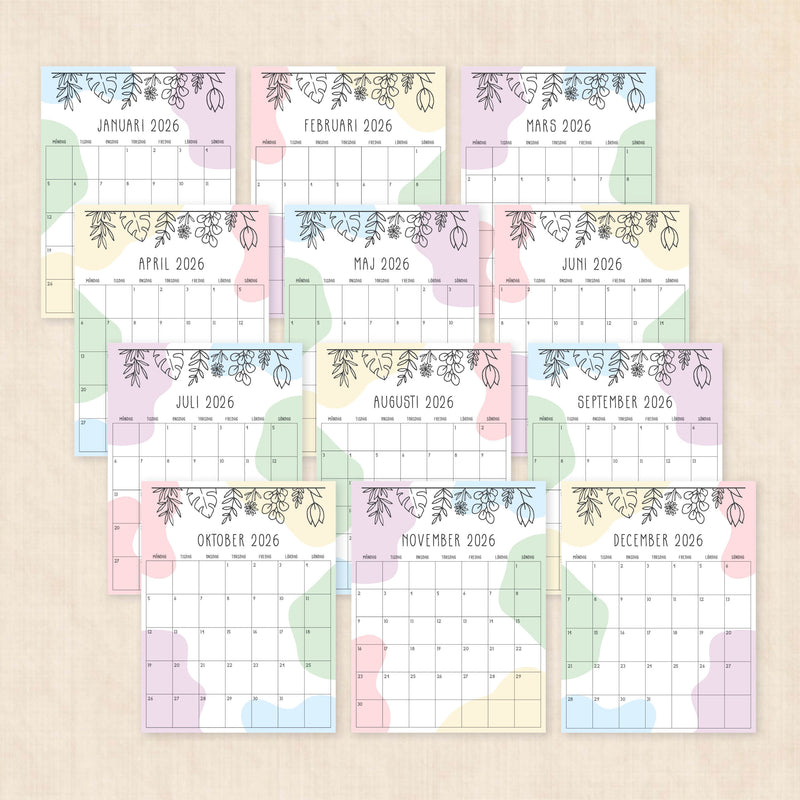 Kalender 2026 att skriva ut