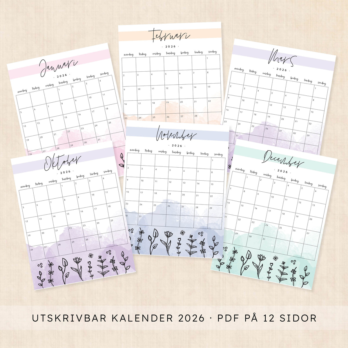 Kalender 2026 att skriva ut