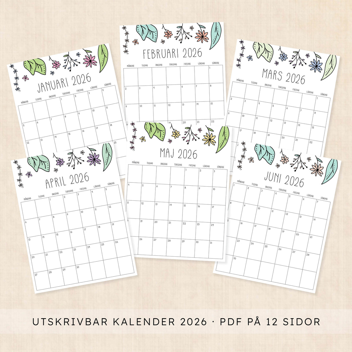 Kalender 2026 att skriva ut