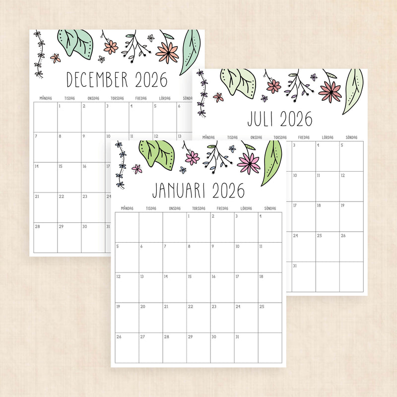 Kalender 2026 att skriva ut