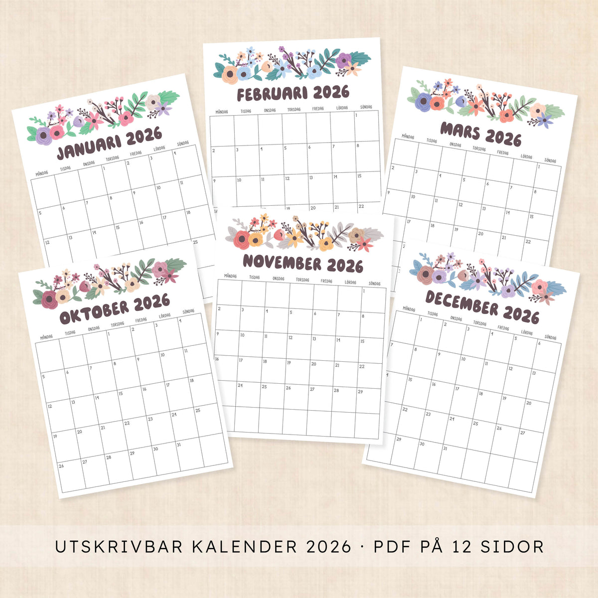 Kalender 2026 att skriva ut
