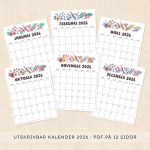Kalender 2026 att skriva ut