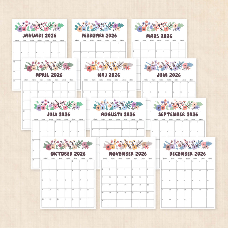 Kalender 2026 att skriva ut