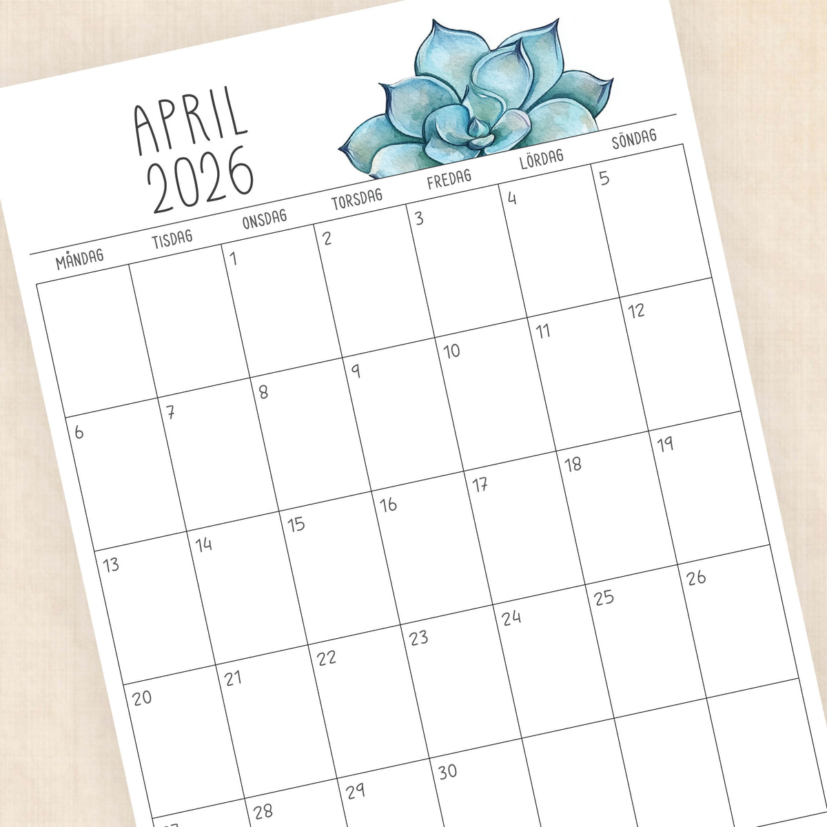 Kalender 2026 att skriva ut