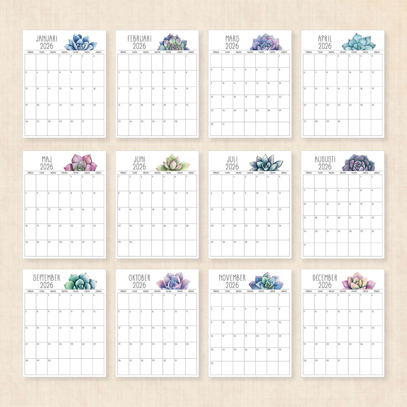 Kalender 2026 att skriva ut