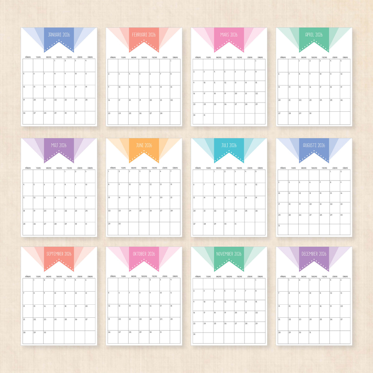 Kalender 2026 att skriva ut
