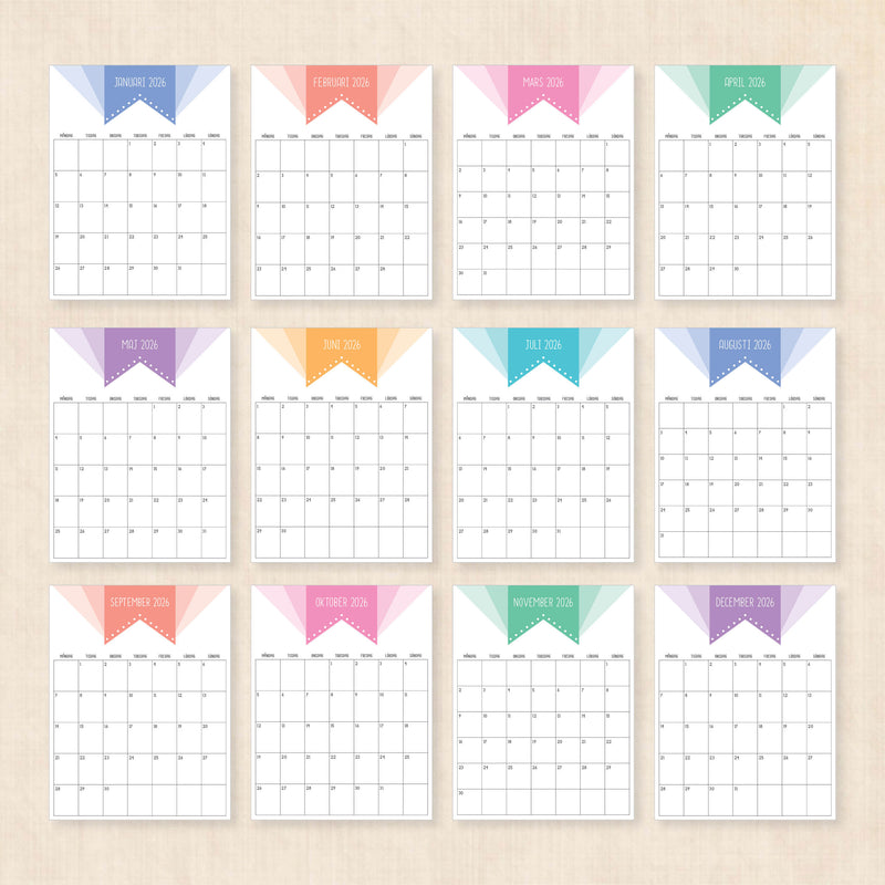 Kalender 2026 att skriva ut