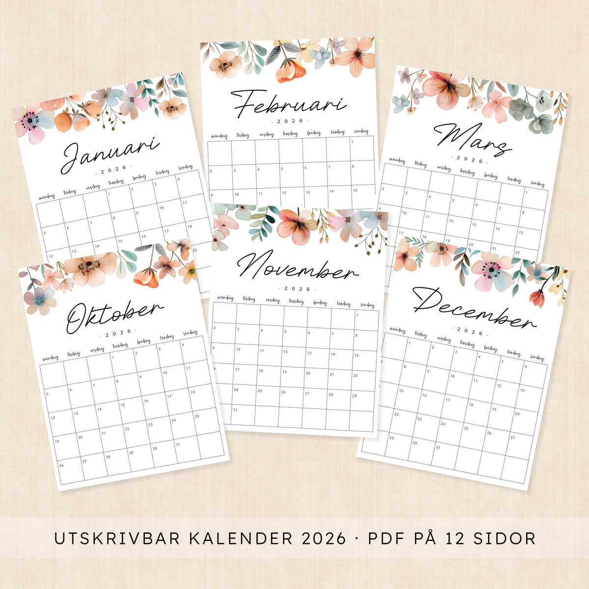 Kalender 2026 att skriva ut