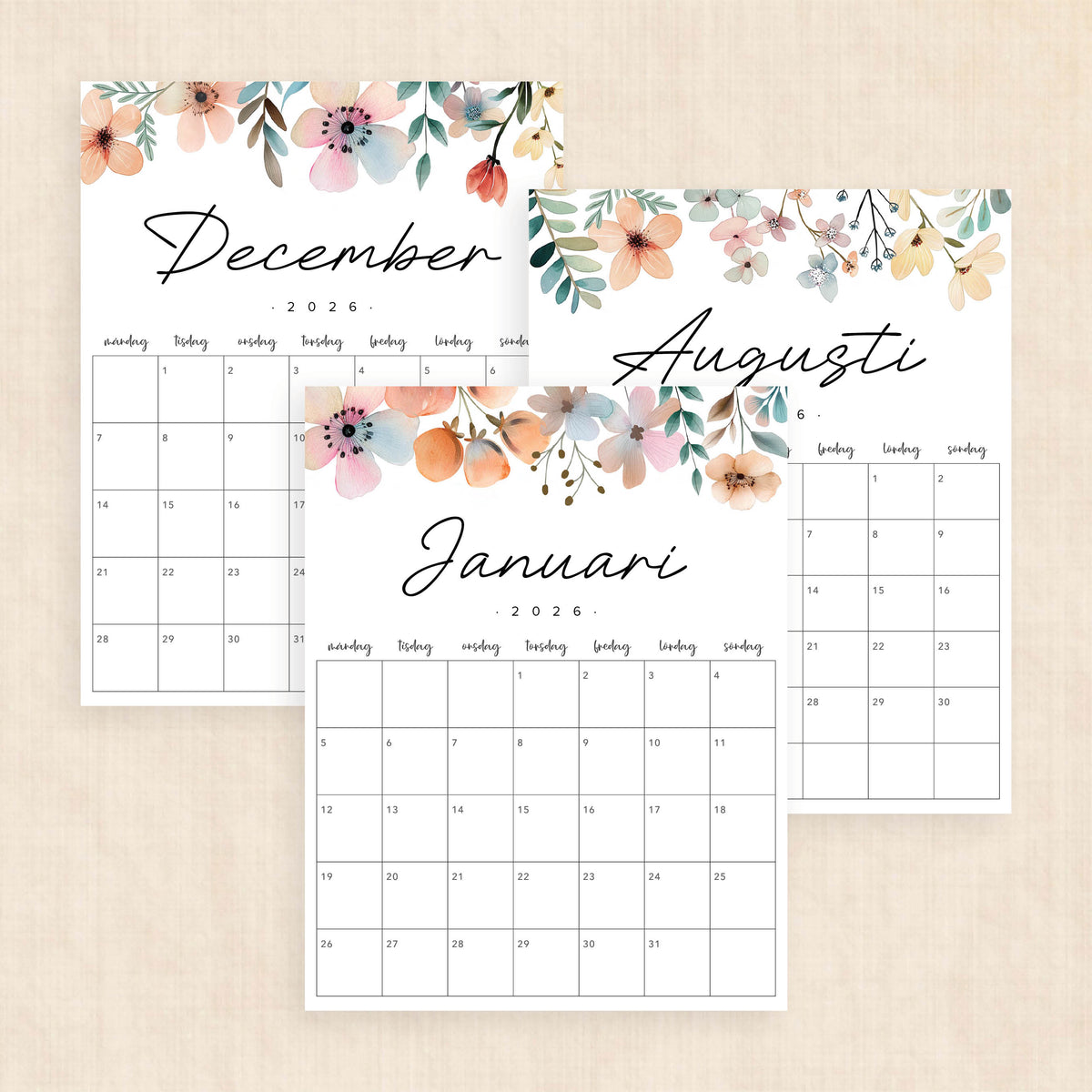 Kalender 2026 att skriva ut