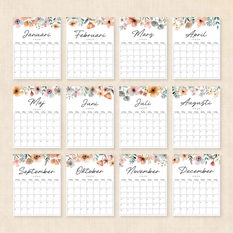 Kalender 2026 att skriva ut