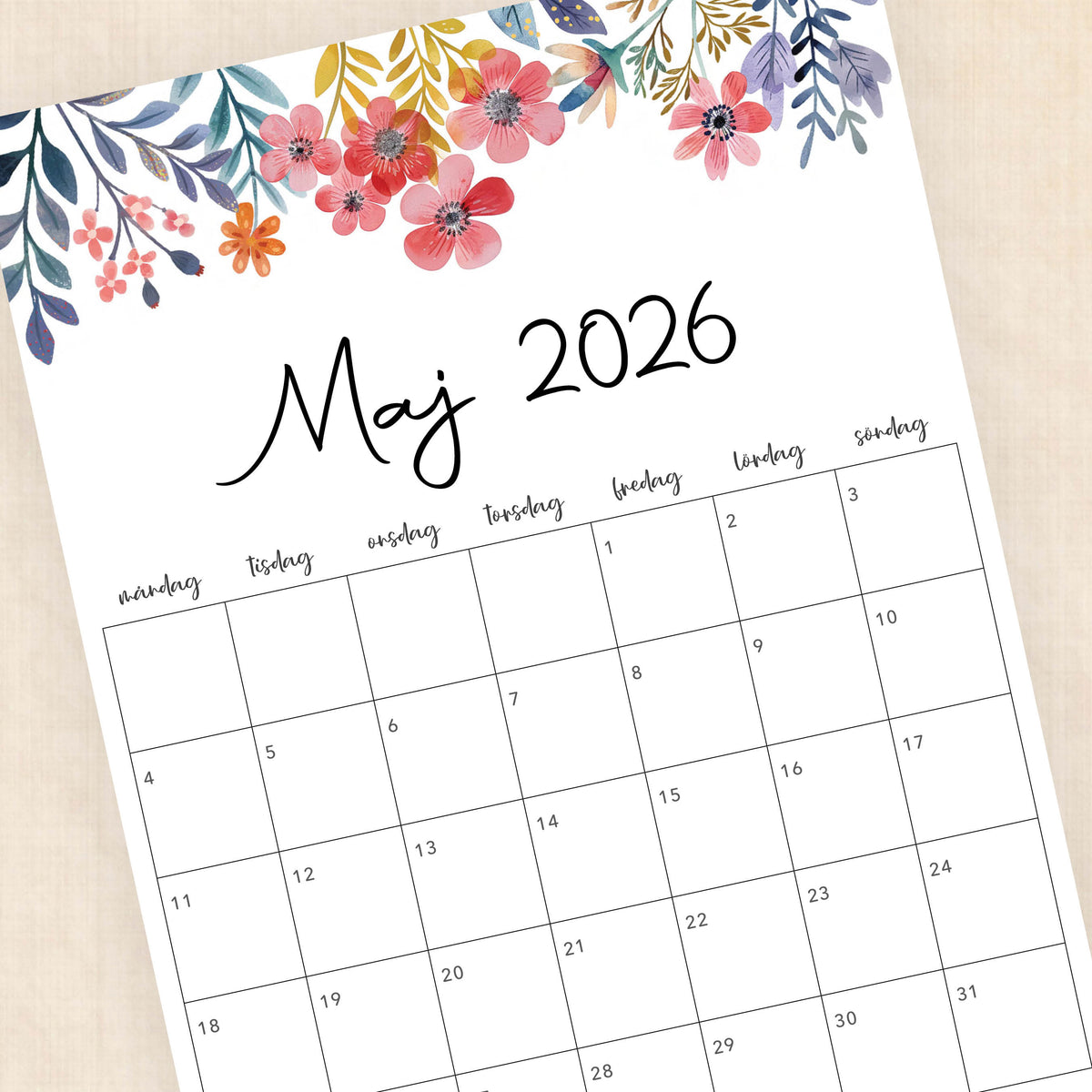 Kalender 2026 att skriva ut