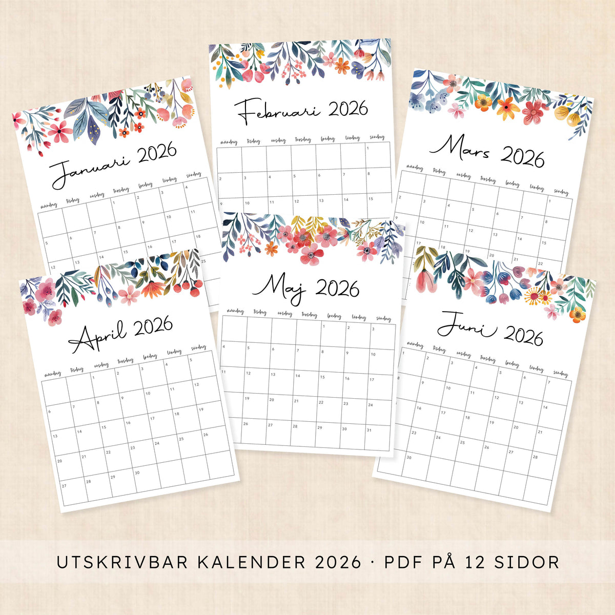 Kalender 2026 att skriva ut