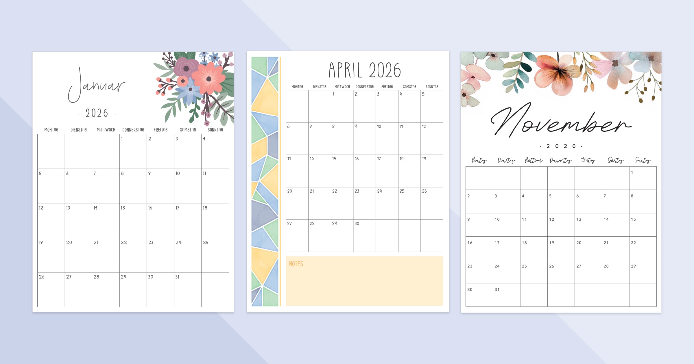 Kalender April 2026 zum Ausdrucken · PDF Vorlage