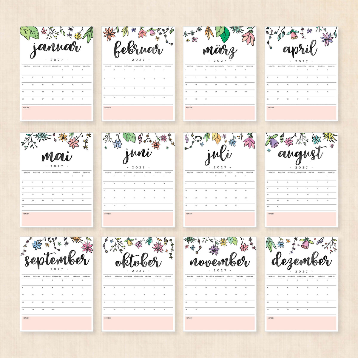 kalender 2027 zum ausdrucken