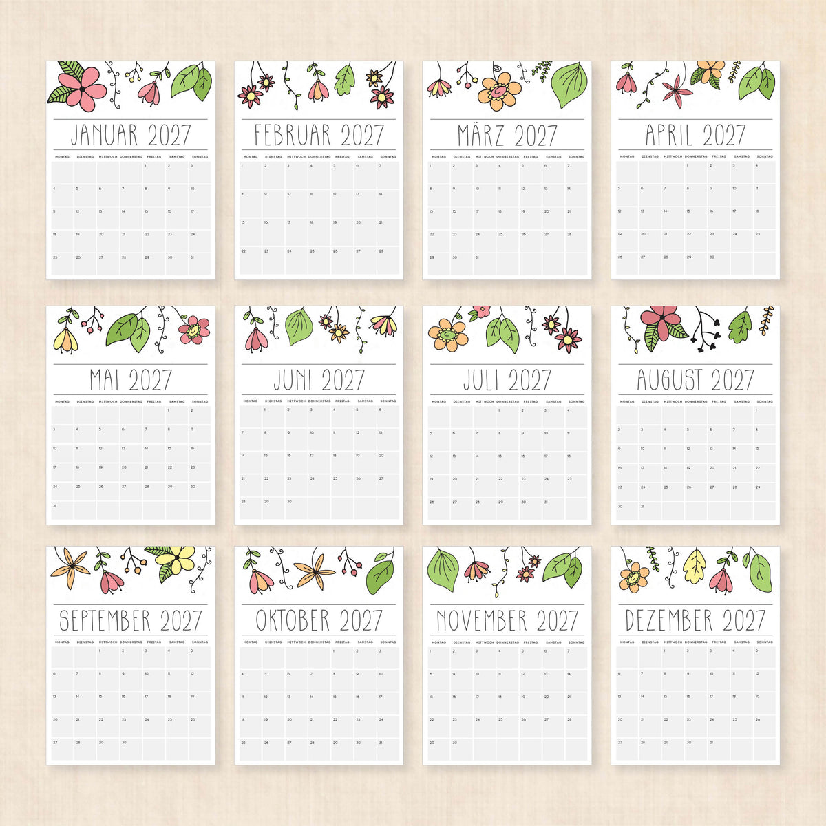 kalender 2027 zum ausdrucken