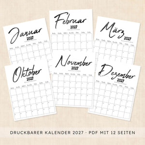 kalender 2027 zum ausdrucken